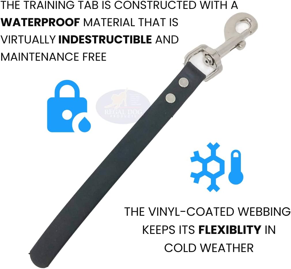 Regal Dog Products Short Dog Leash – 12" Biothane Training Tab Leash , Waterproof Heavy Duty Traffic Lead for Dogs