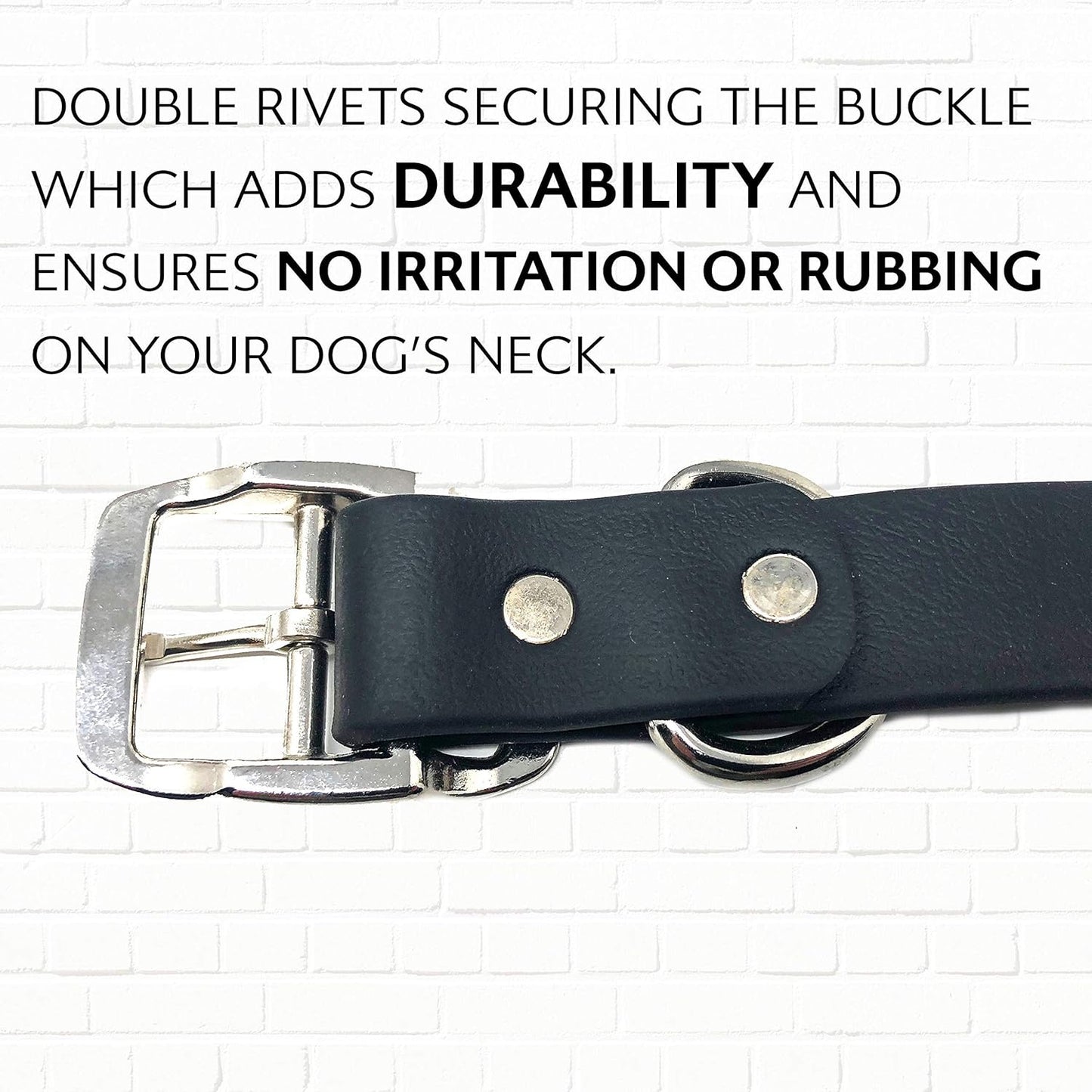Regal Dog Products Personalized Dog Collar with Custom Engraved Name Plate - with Double Buckle & Center Ring