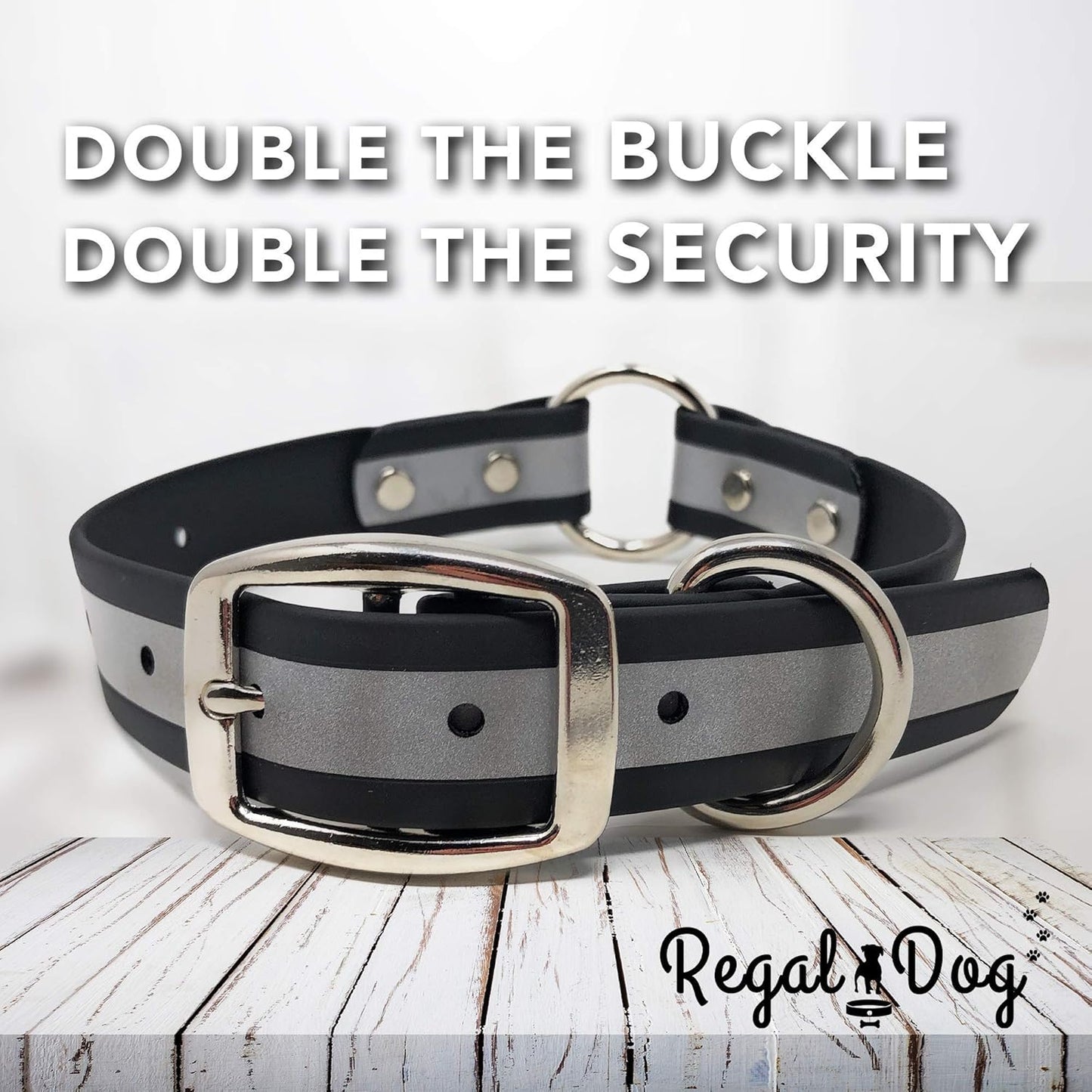 Regal Dog Products Heavy Duty Reflective Dog Collar – Adjustable Dog Collar with Durable Metal Buckle and Center Ring for Small Medium and Large Dogs