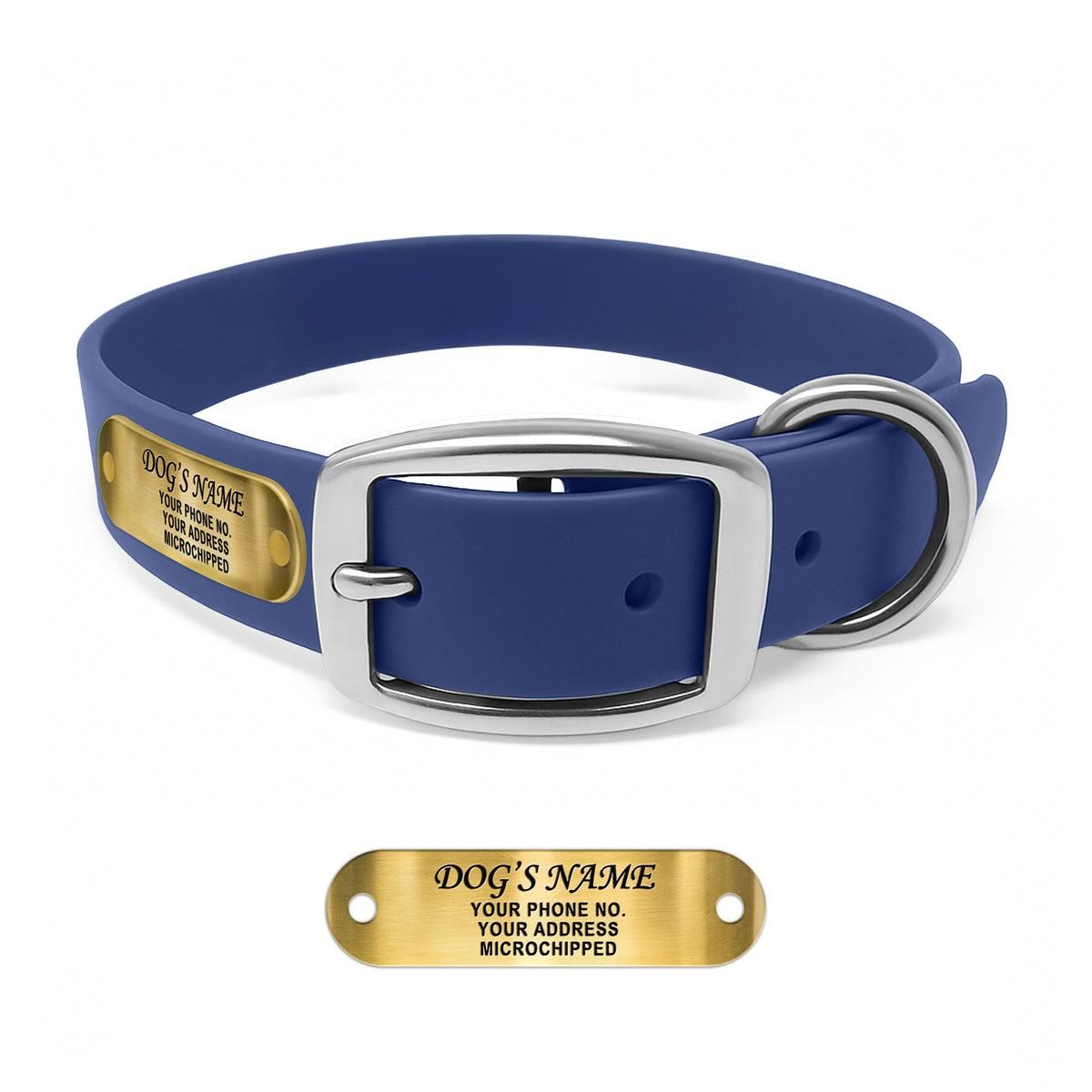 Regal Dog Products Waterproof Dog Collars with Custom Engraved Name Plate