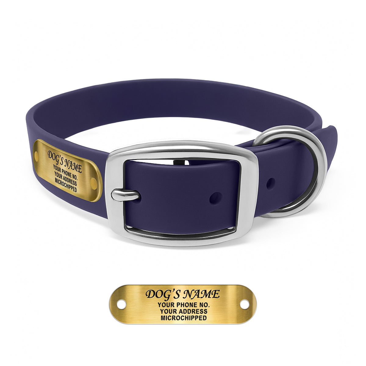Regal Dog Products Waterproof Dog Collars with Custom Engraved Name Plate