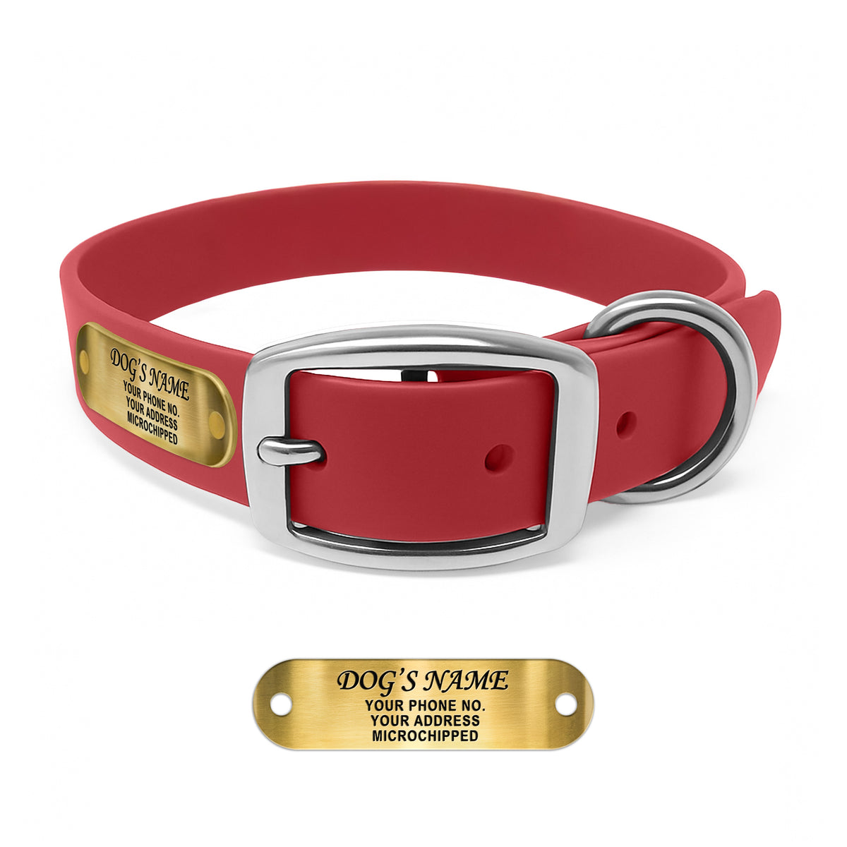 Regal Dog Products Waterproof Dog Collars with Custom Engraved Name Plate