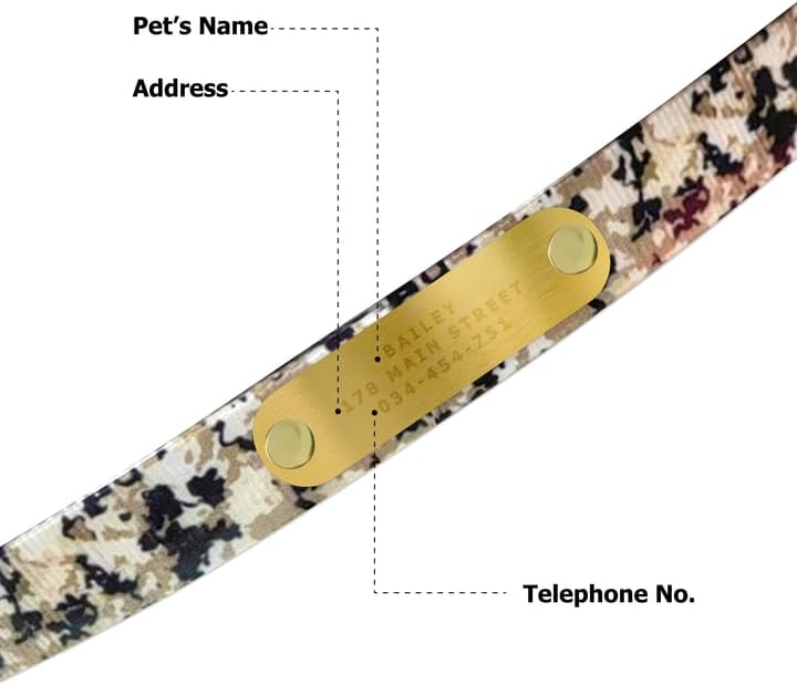 Regal Dog Products Camo Hunting Dog Collar -  With Custom Engraved Name Plate & Heavy Duty Black Hardware Center Ring
