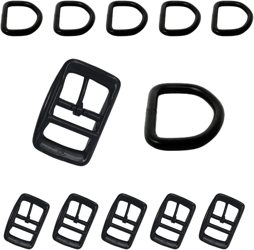 Regal Dog Products Double Bar Buckle & Matching D-Ring Set – 3/4" & 1" – Gold, Nickel & Black
