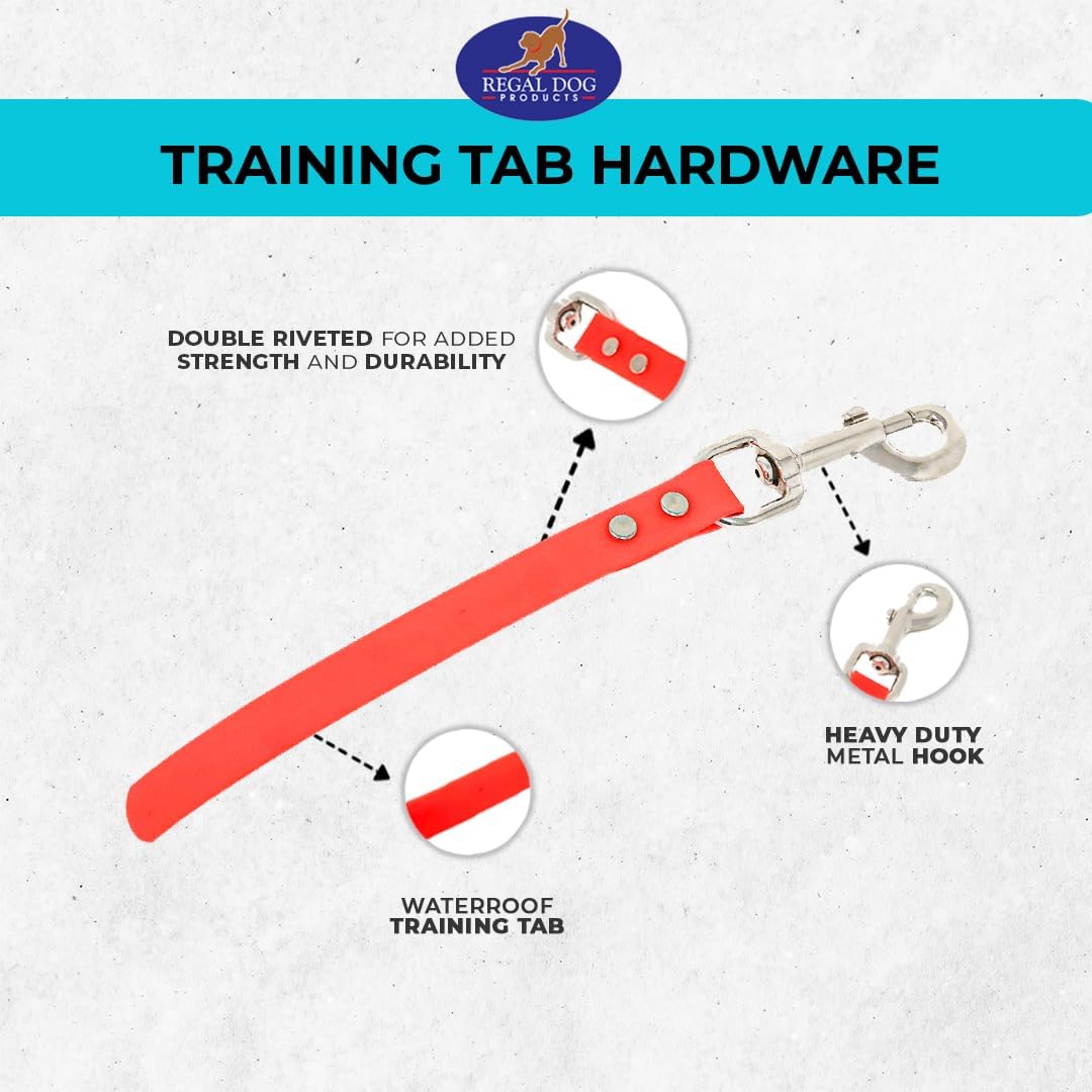 Regal Dog Products Short Dog Leash – 12" Biothane Training Tab Leash , Waterproof Heavy Duty Traffic Lead for Dogs