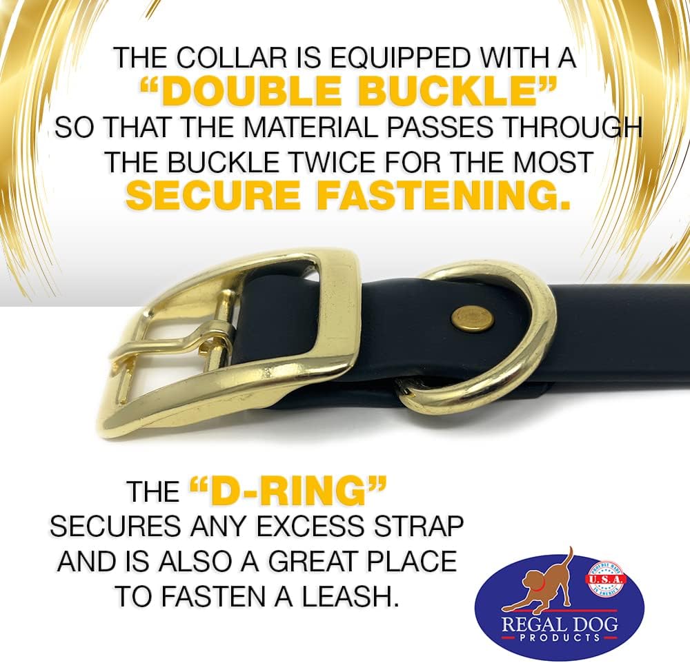 Regal Dog Products Waterproof Dog Collar with Gold Hardware