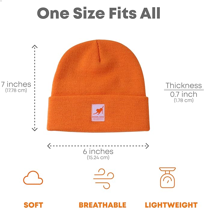 Regal Dog Products Blaze Orange Hunting Beanie – Warm Knit Winter Hat for Men & Women, One Size Outdoor Beanie for Hunting, Camping & Cold Weather