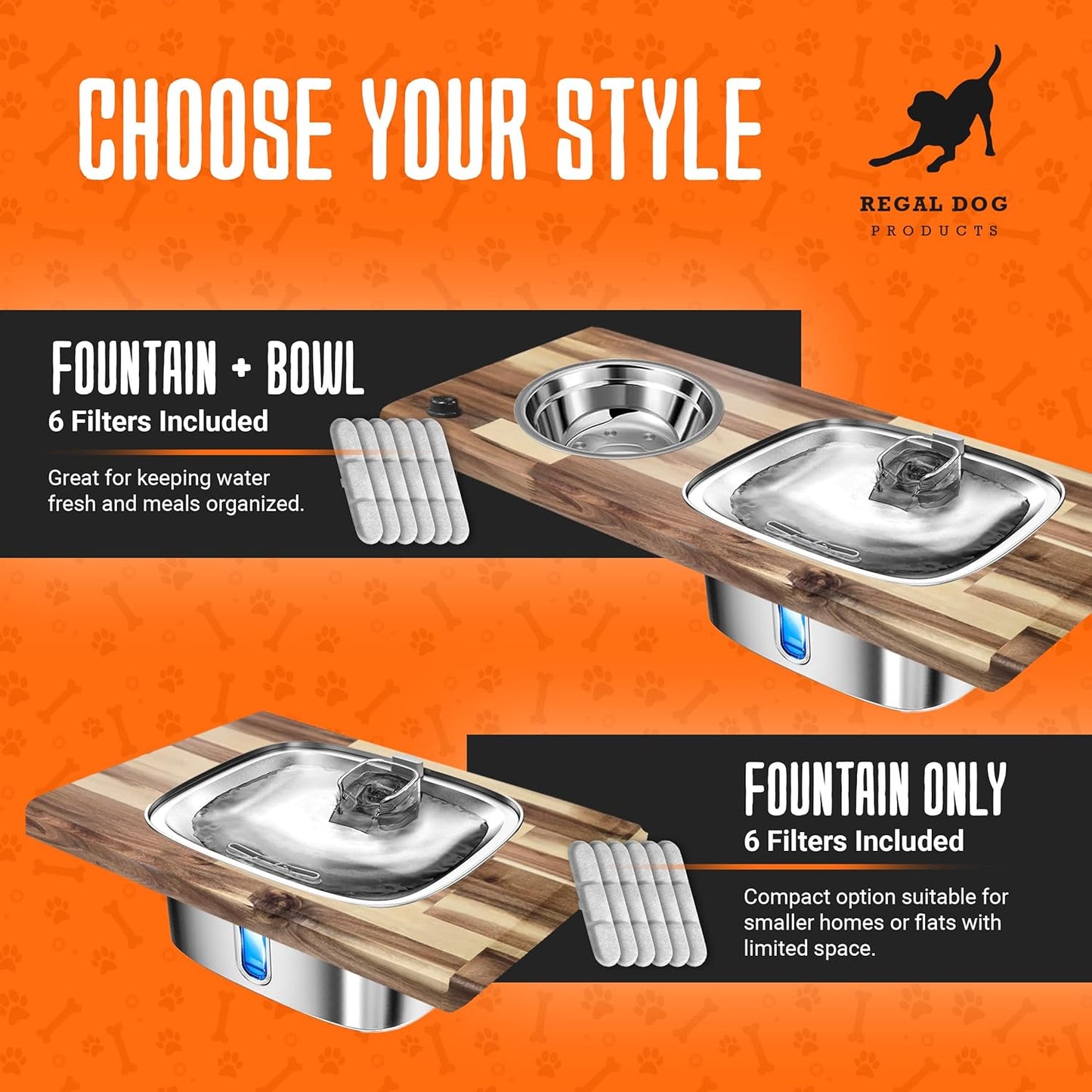 Elevated Dog Feeding Station with 9L Stainless Steel Water Fountain & 33oz Bowl