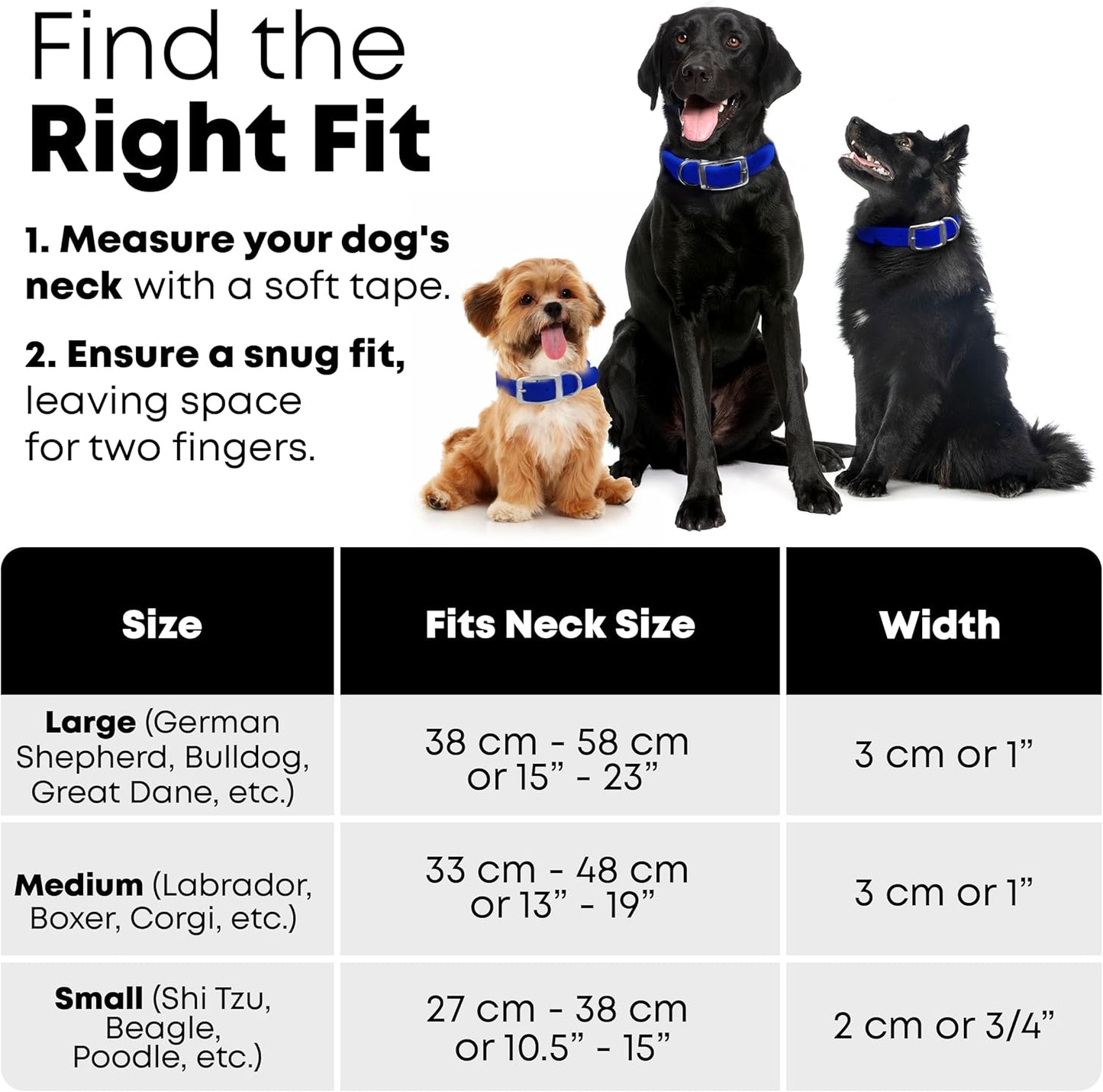 Regal Dog Products Waterproof Standard Dog Collar with Black Hardware