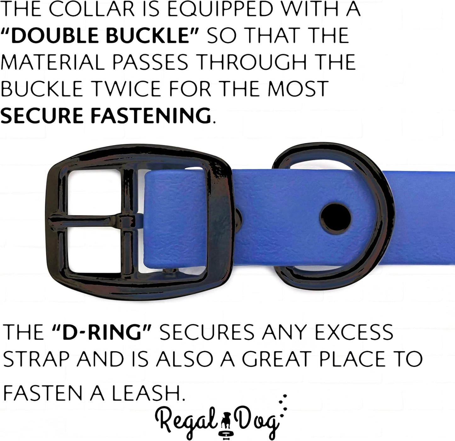 Regal Dog Products Waterproof Standard Dog Collar with Black Hardware