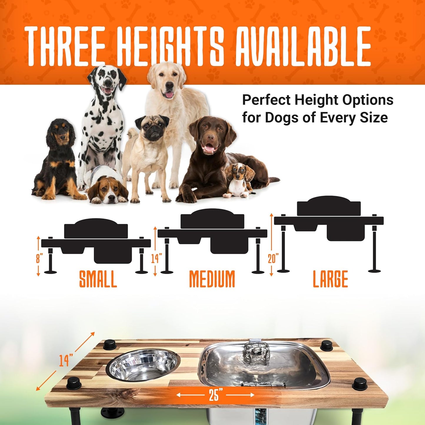 Elevated Dog Feeding Station with 9L Stainless Steel Water Fountain & 33oz Bowl