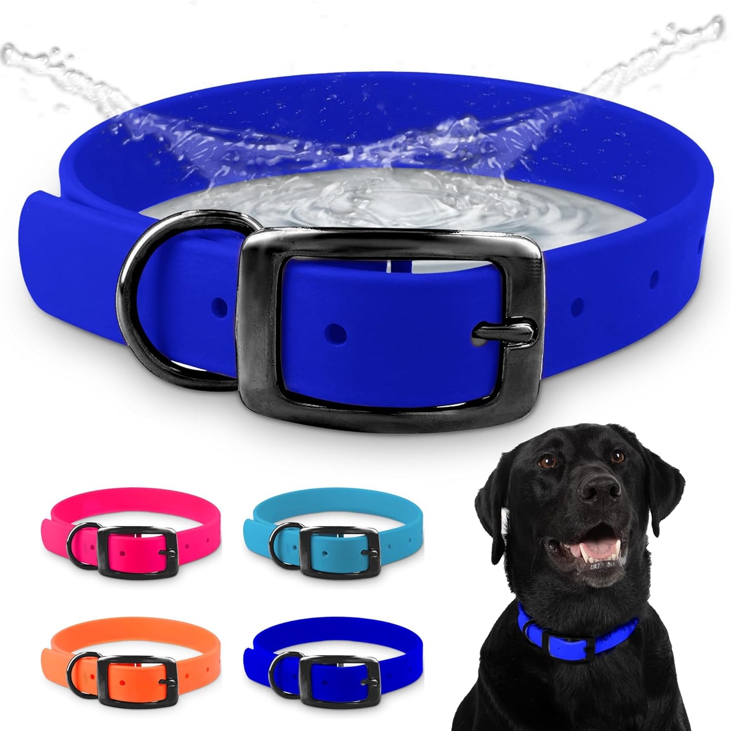 Regal Dog Products Waterproof Standard Dog Collar with Black Hardware