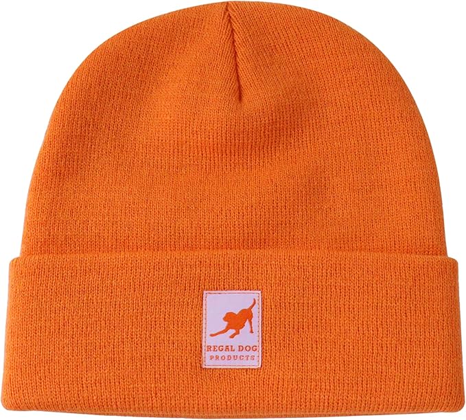 Regal Dog Products Blaze Orange Hunting Beanie – Warm Knit Winter Hat for Men & Women, One Size Outdoor Beanie for Hunting, Camping & Cold Weather