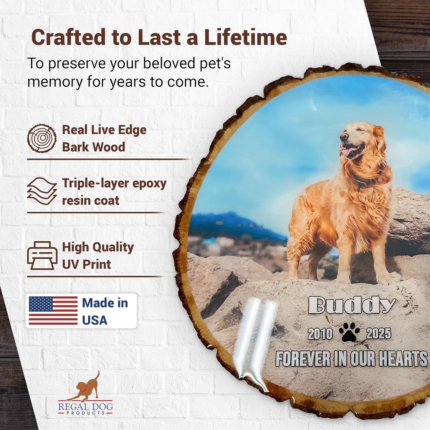 Regal Dog Products Personalized Pet Memorial Gifts for Dogs – Custom Photo Frame with Name & Dates – Thoughtful Dog Memorial, Loss of Dog Sympathy Gift, Remembrance Keepsake