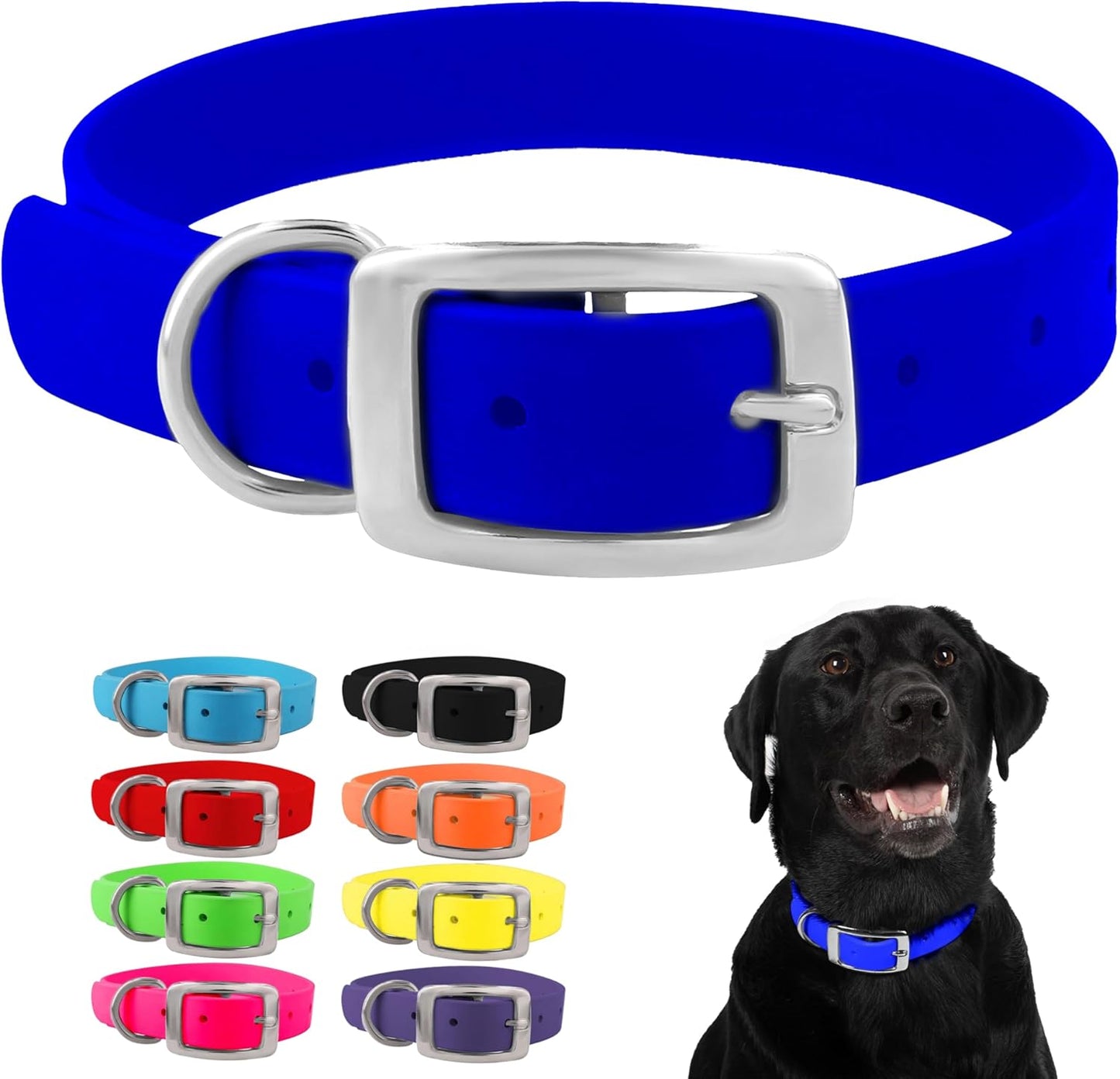Regal Dog Products Waterproof Dog Collar - Custom Fit Vinyl-Coated Webbing Water Resistant, Double Buckle and D Ring