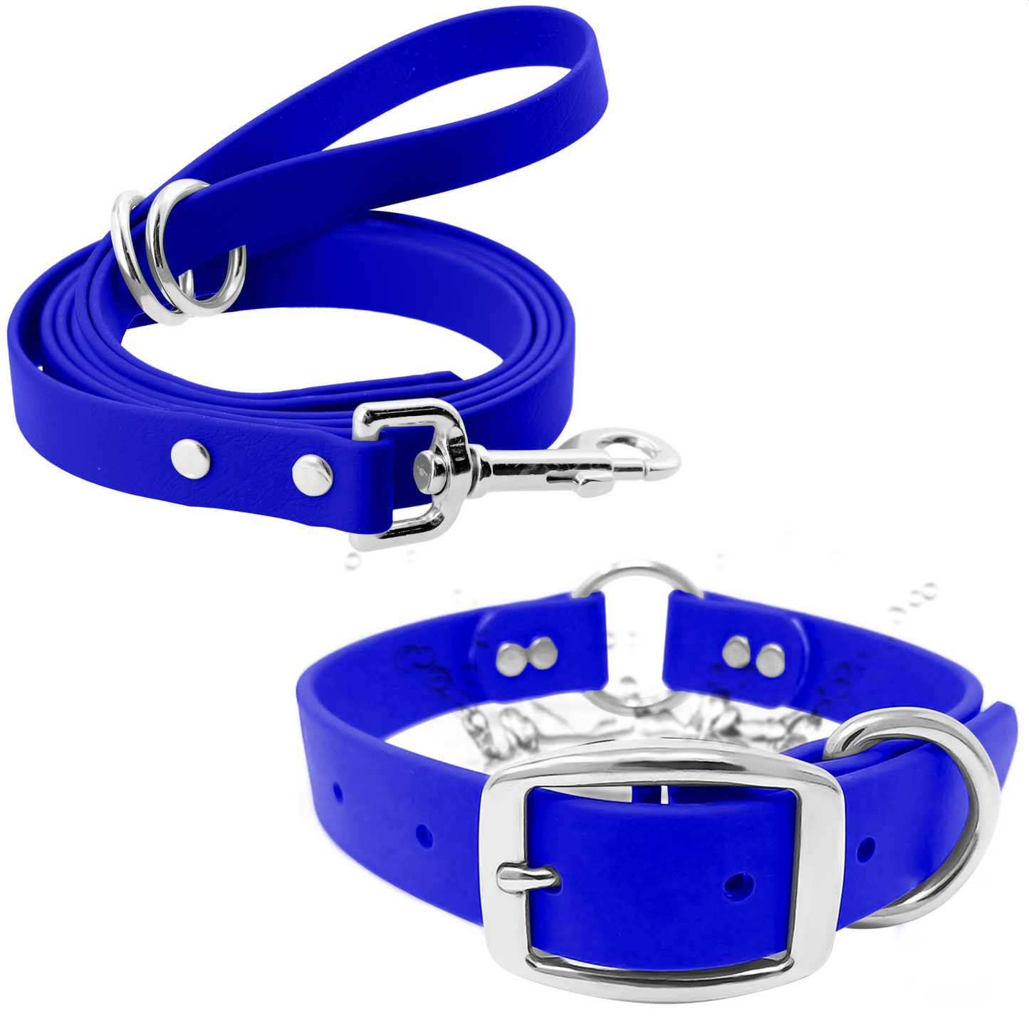 Regal Dog Products Waterproof Dog Collar and Leash Set – 5 FT Leash with Heavy Duty Center Ring & Vinyl Coated Biothane Training Collar