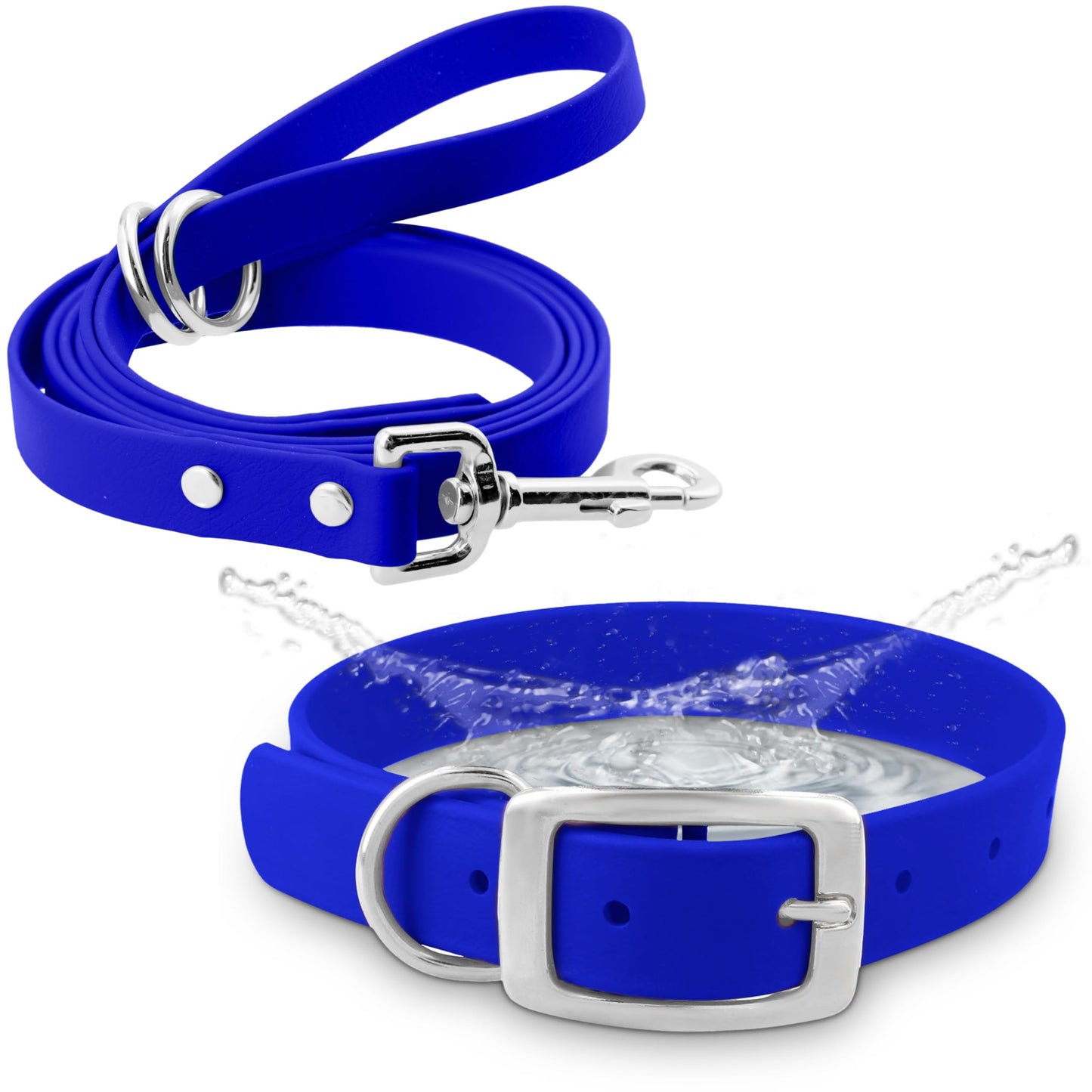 Regal Dog Products Waterproof Dog Collar and Leash Set – 5 FT Leash with Heavy Duty Double Buckle & D Ring