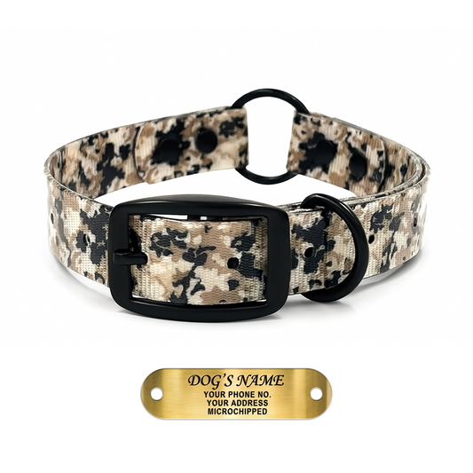 Regal Dog Products Camo Hunting Dog Collar -  With Custom Engraved Name Plate & Heavy Duty Black Hardware Center Ring