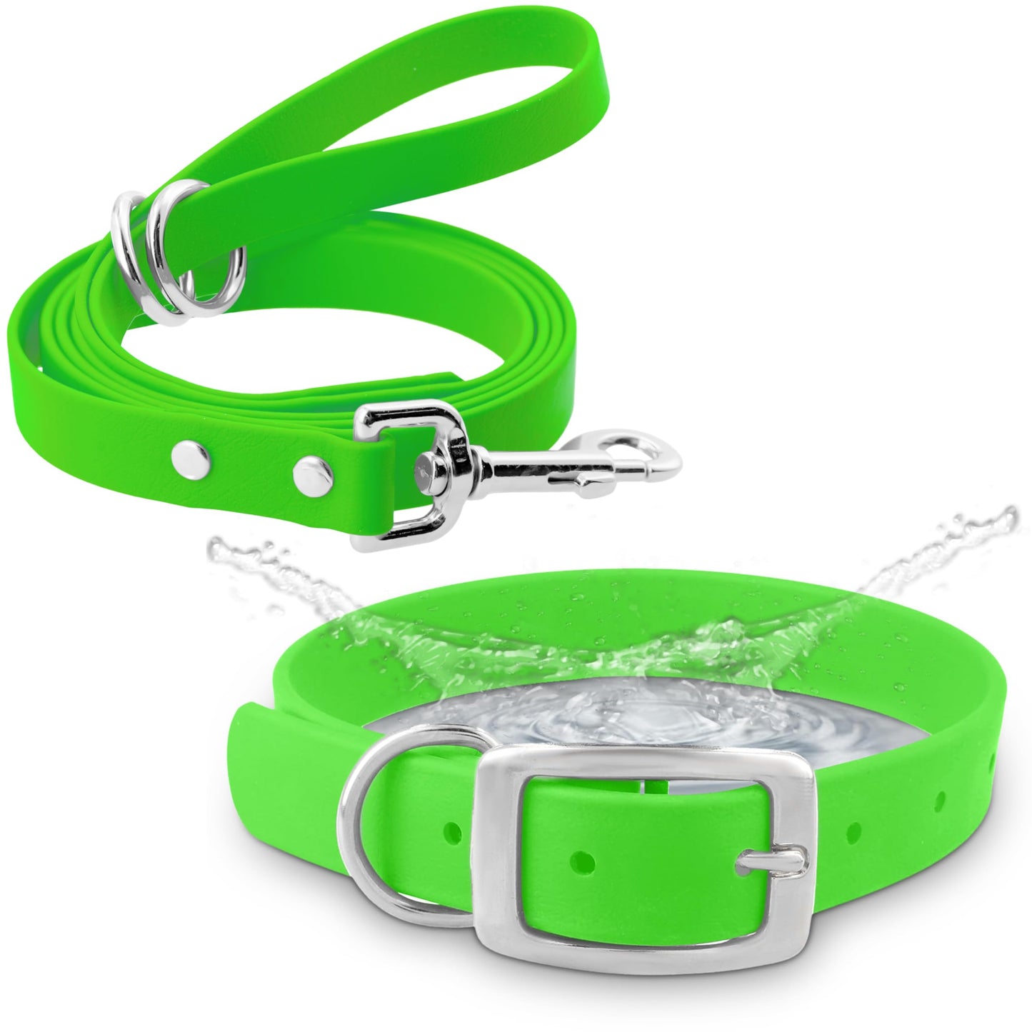 Regal Dog Products Waterproof Dog Collar and Leash Set – 5 FT Leash with Heavy Duty Double Buckle & D Ring
