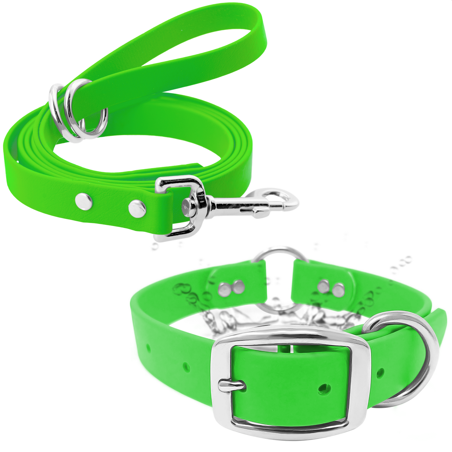Regal Dog Products Waterproof Dog Collar and Leash Set – 5 FT Leash with Heavy Duty Center Ring & Vinyl Coated Biothane Training Collar