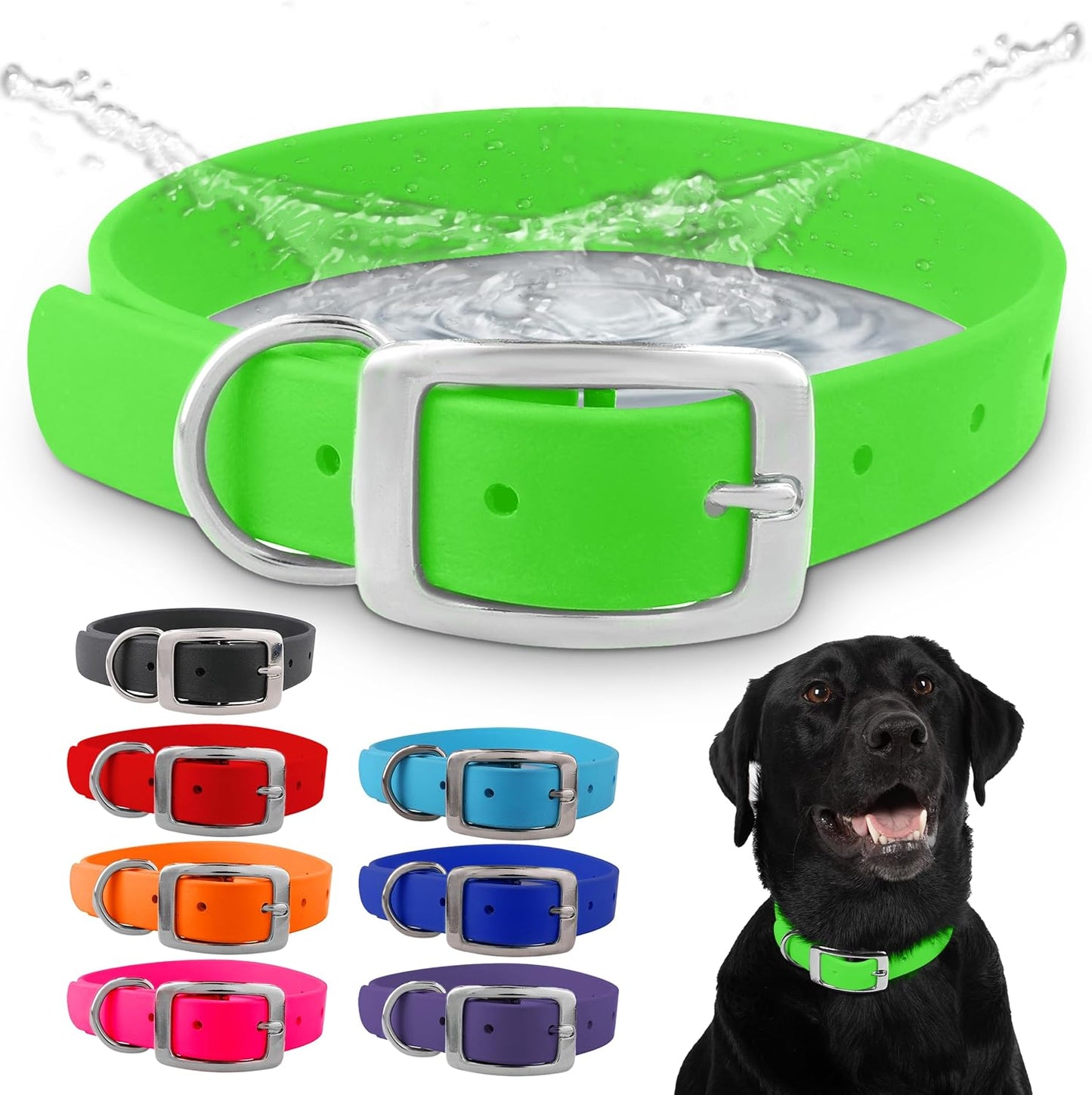 Regal Dog Products Waterproof Dog Collar - Custom Fit Vinyl-Coated Webbing Water Resistant, Double Buckle and D Ring