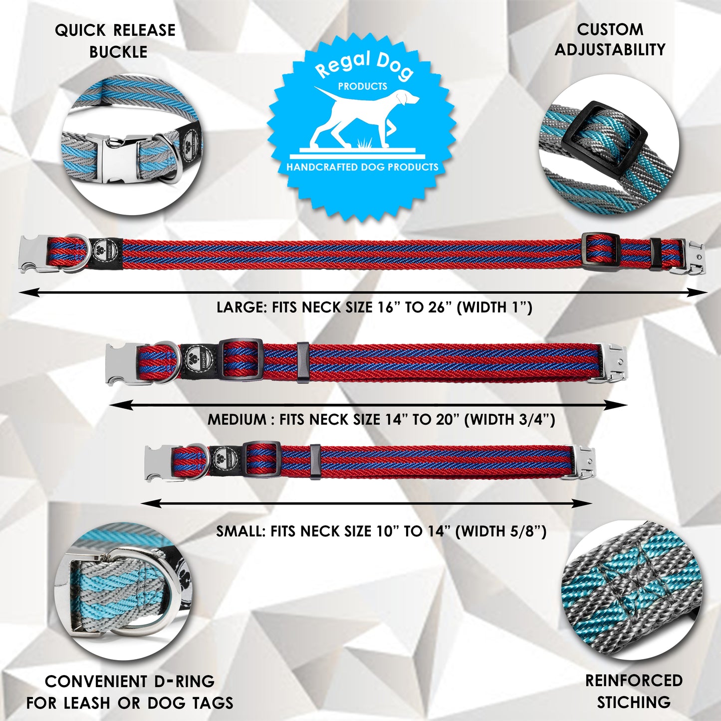 Twill Waved Dog Collar Stainless Steel Hardware