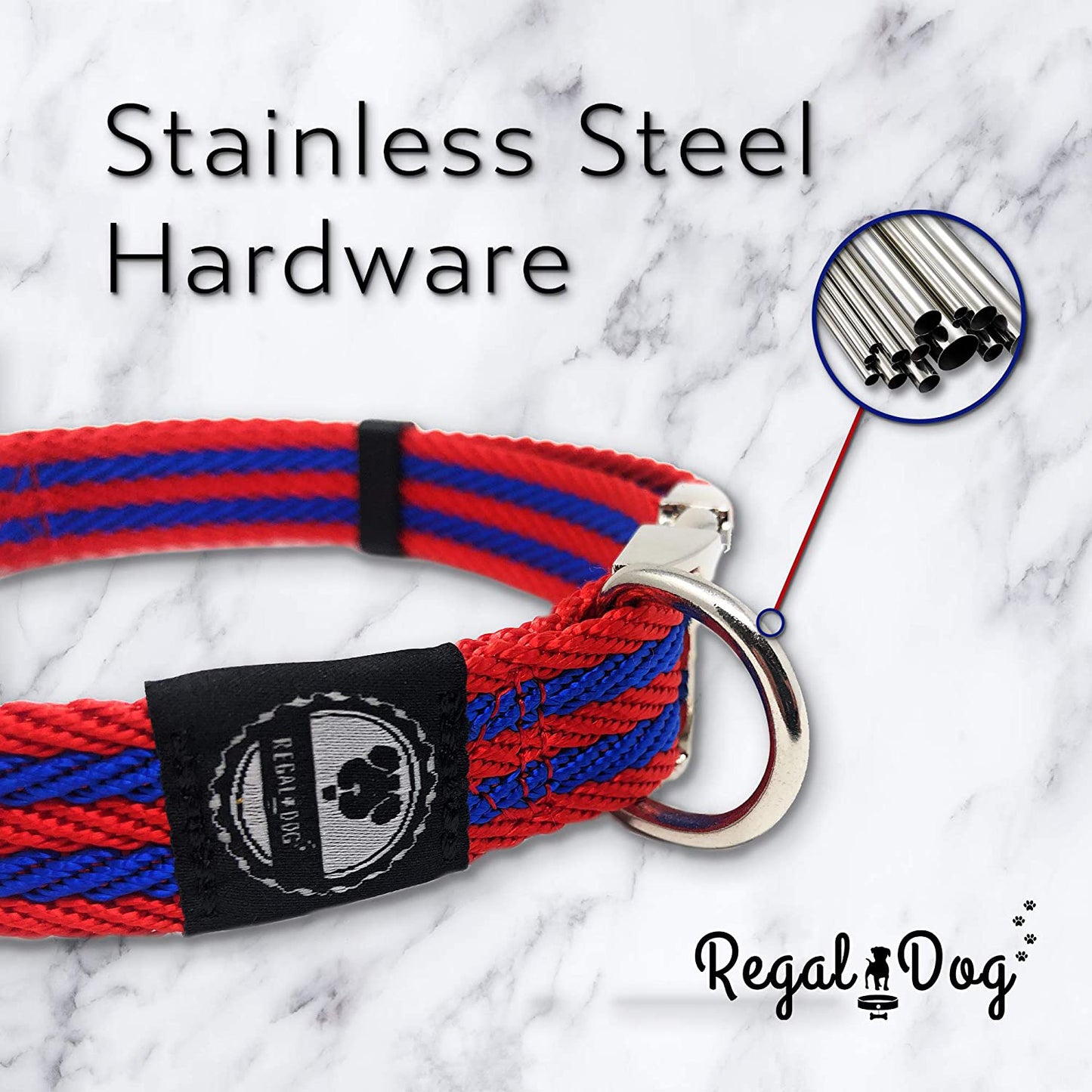 Twill Waved Dog Collar Stainless Steel Hardware