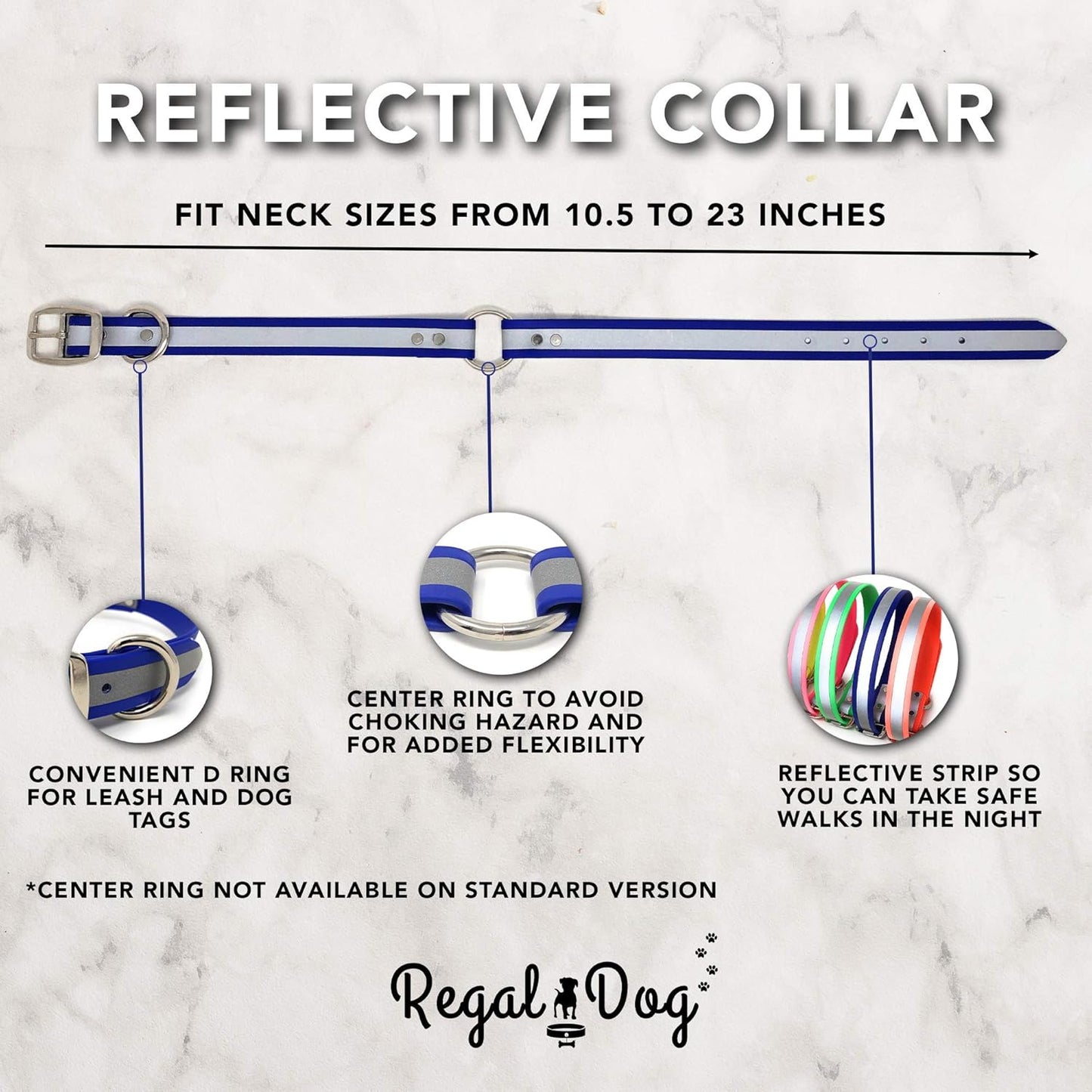 Regal Dog Products Reflective Waterproof Dog Collar and Leash Set
