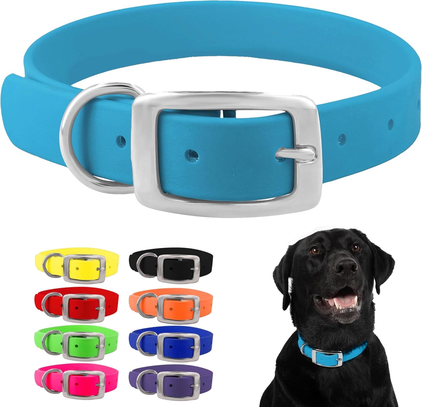 Regal Dog Products Waterproof Dog Collar - Custom Fit Vinyl-Coated Webbing Water Resistant, Double Buckle and D Ring