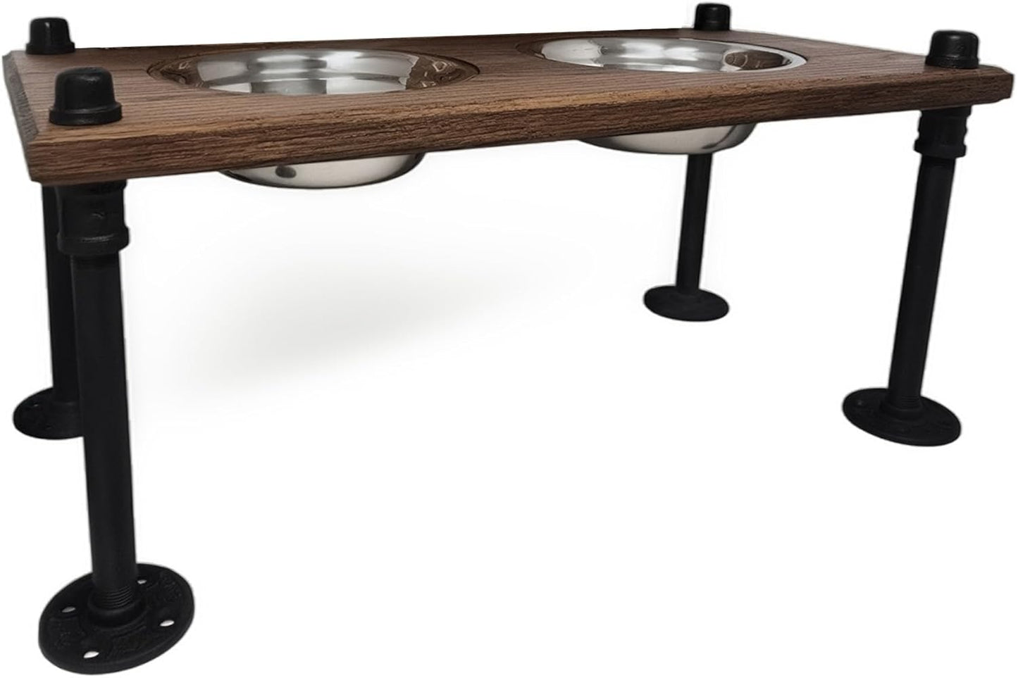 Elevated Dog Bowl Stand with Stainless Steel Bowls | Industrial Pipe Legs