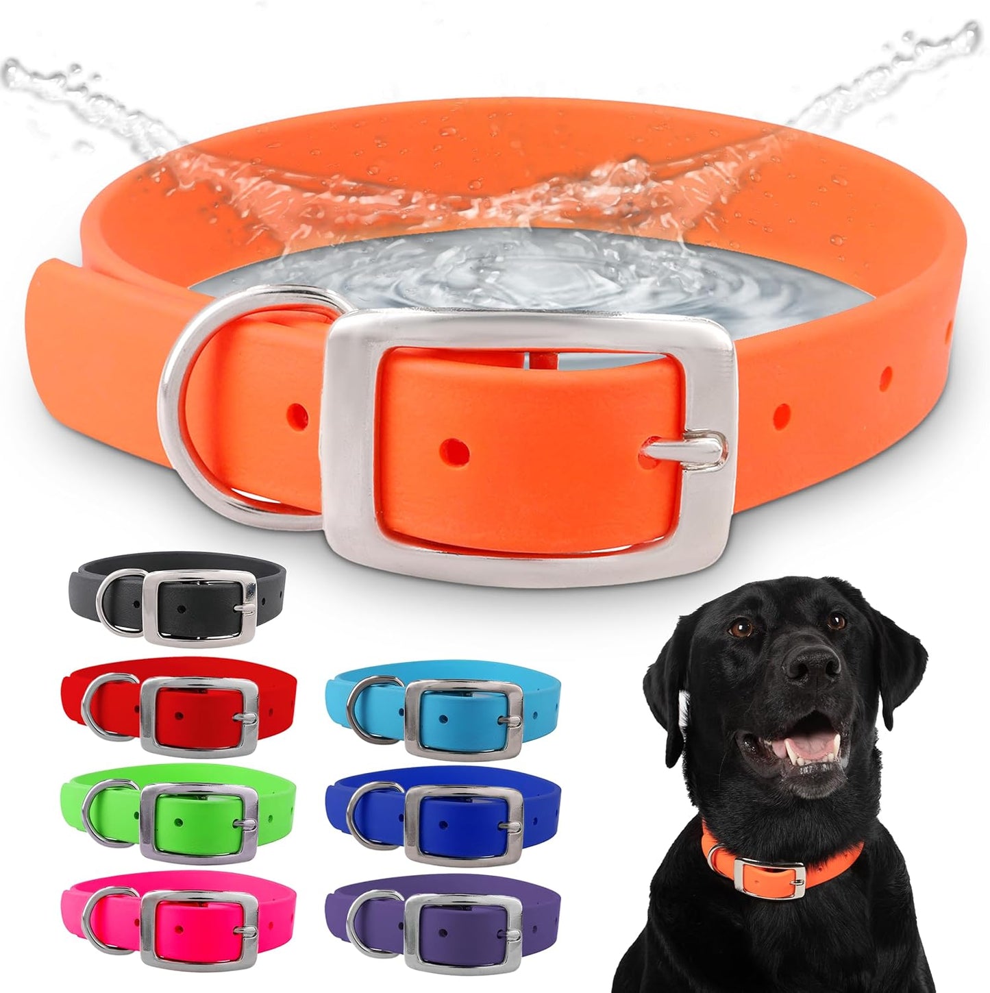 Regal Dog Products Waterproof Dog Collar - Custom Fit Vinyl-Coated Webbing Water Resistant, Double Buckle and D Ring