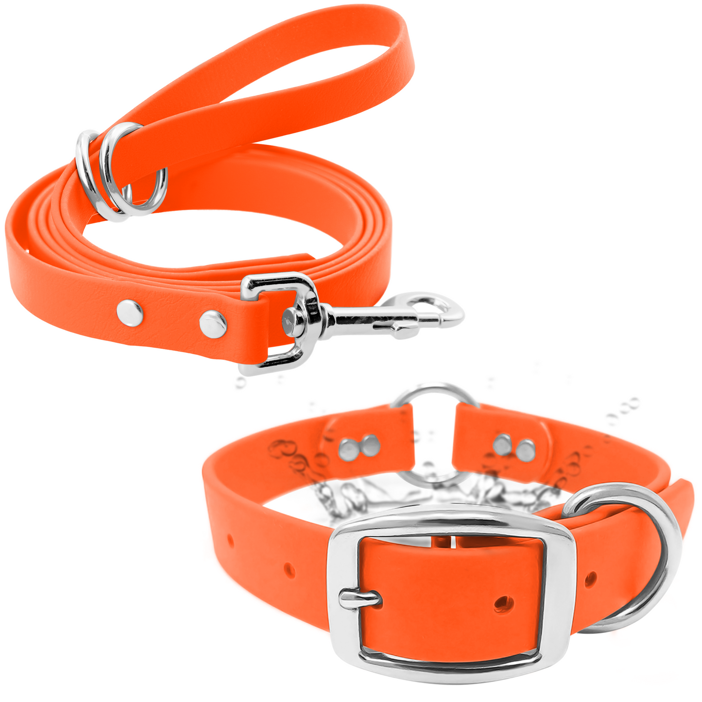 Regal Dog Products Waterproof Dog Collar and Leash Set – 5 FT Leash with Heavy Duty Center Ring & Vinyl Coated Biothane Training Collar
