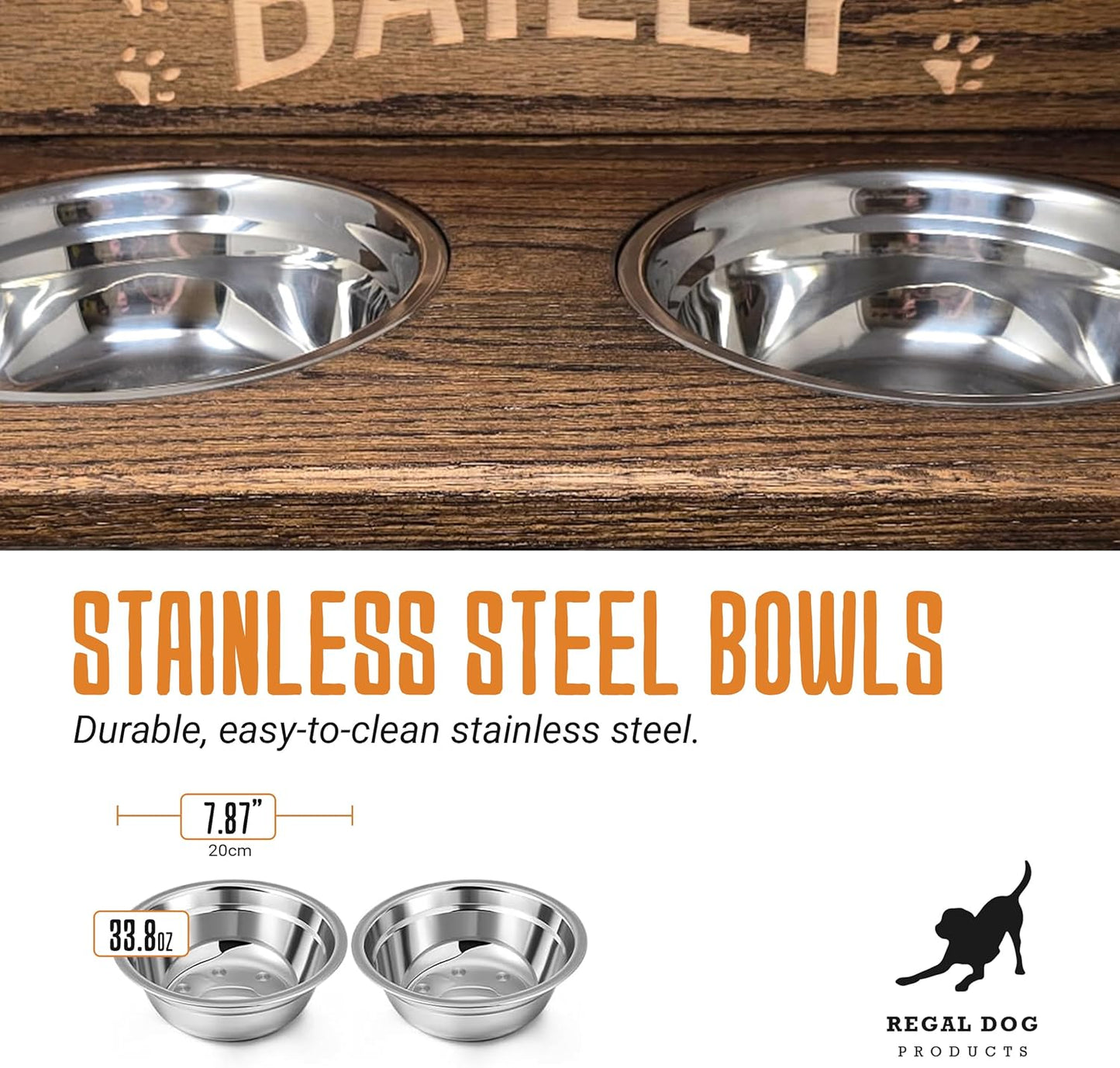 Elevated Dog Bowl Stand with Stainless Steel Bowls | Industrial Pipe Legs