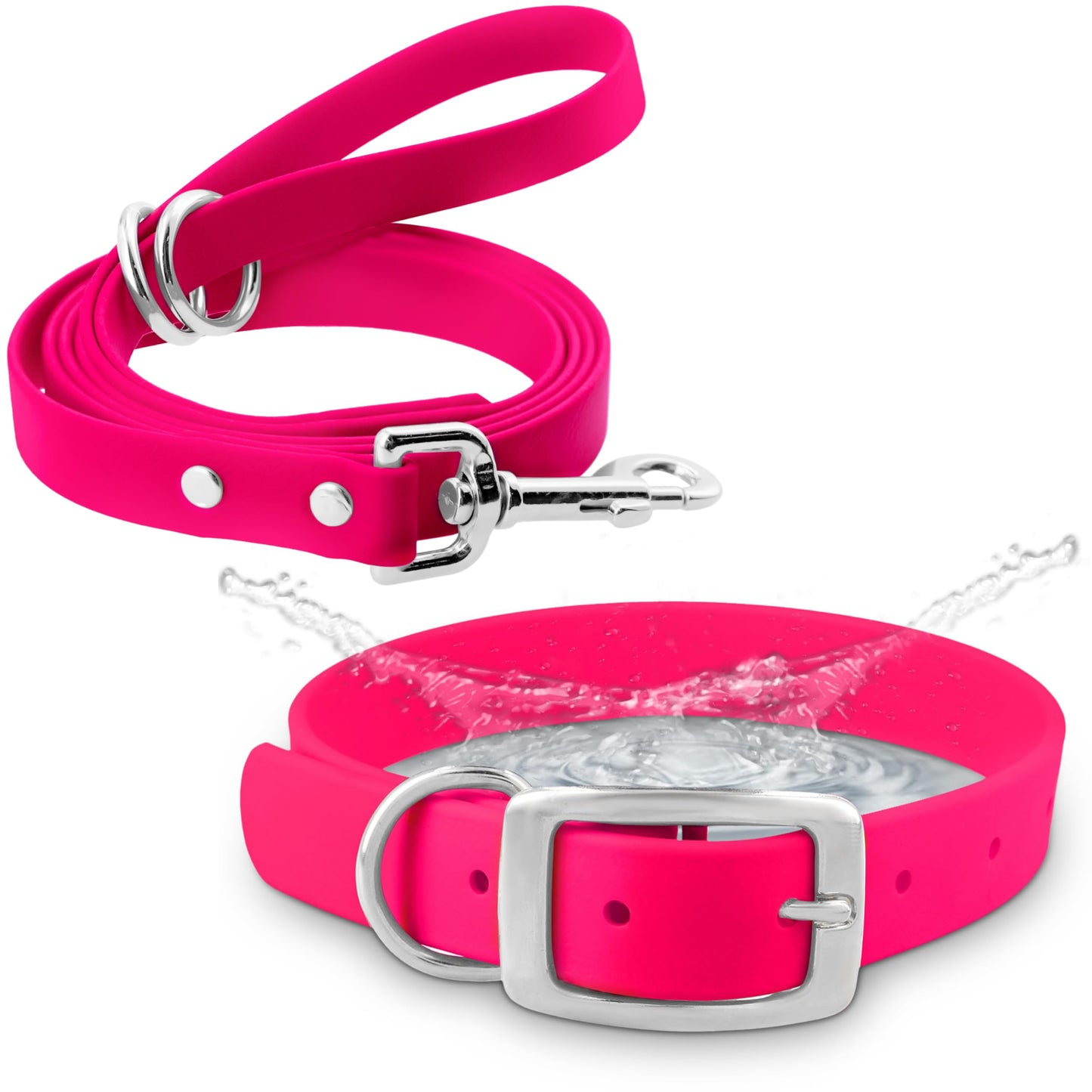 Regal Dog Products Waterproof Dog Collar and Leash Set – 5 FT Leash with Heavy Duty Double Buckle & D Ring