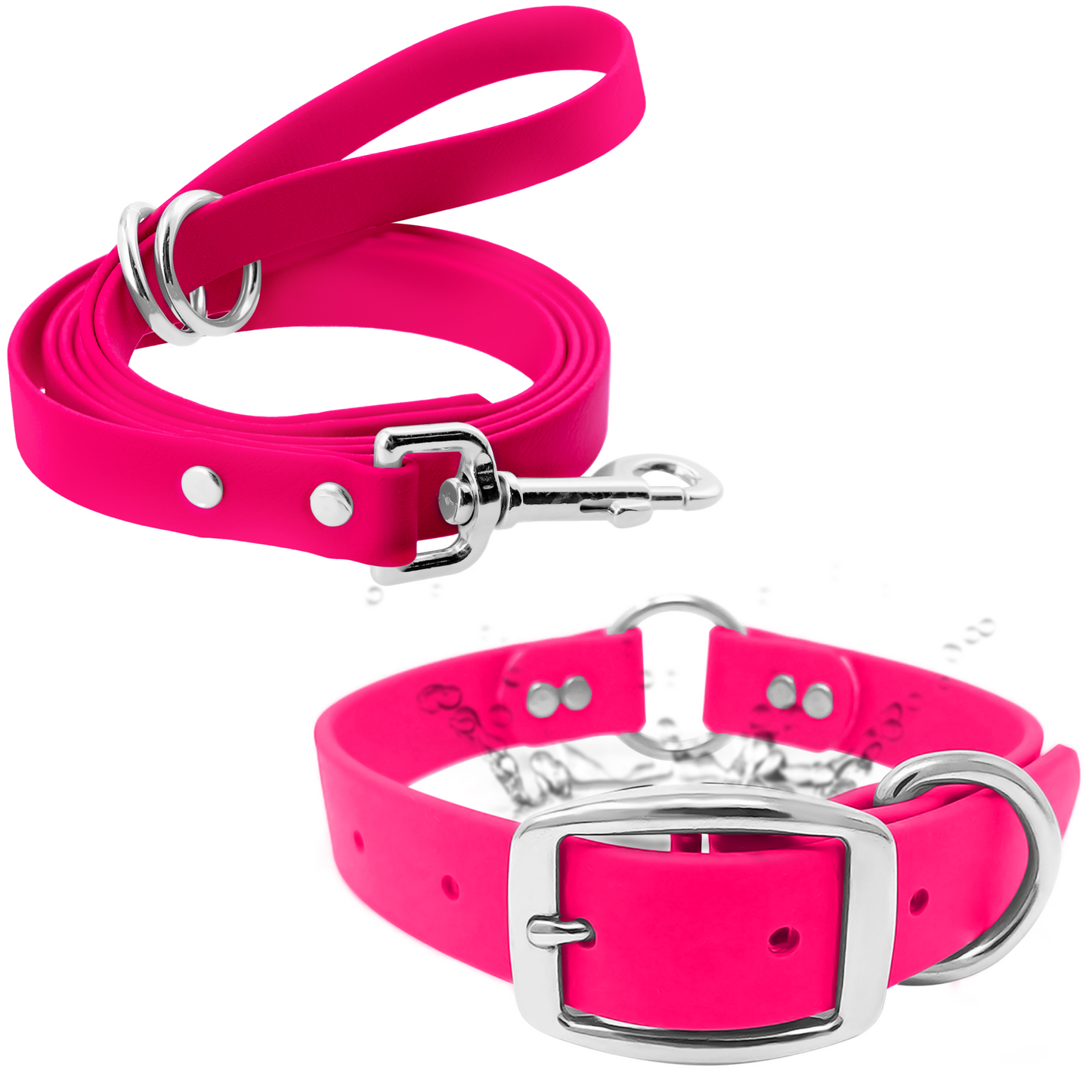Regal Dog Products Waterproof Dog Collar and Leash Set – 5 FT Leash with Heavy Duty Center Ring & Vinyl Coated Biothane Training Collar