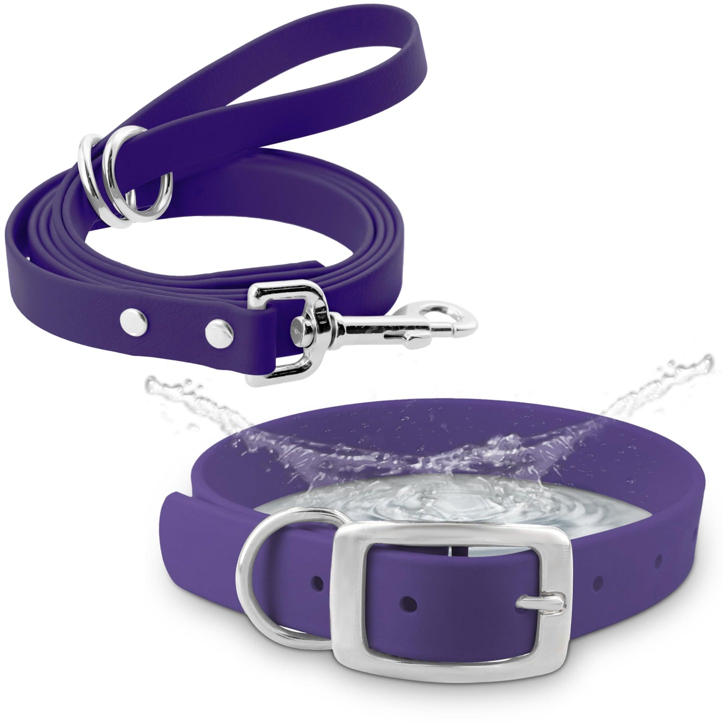 Regal Dog Products Waterproof Dog Collar and Leash Set – 5 FT Leash with Heavy Duty Double Buckle & D Ring