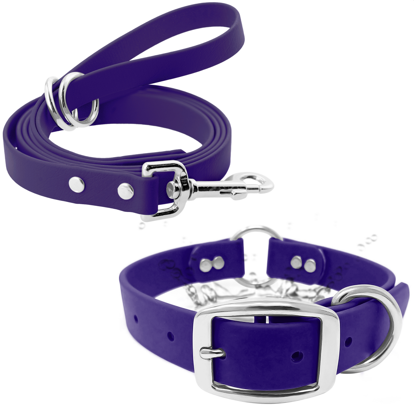Regal Dog Products Waterproof Dog Collar and Leash Set – 5 FT Leash with Heavy Duty Center Ring & Vinyl Coated Biothane Training Collar