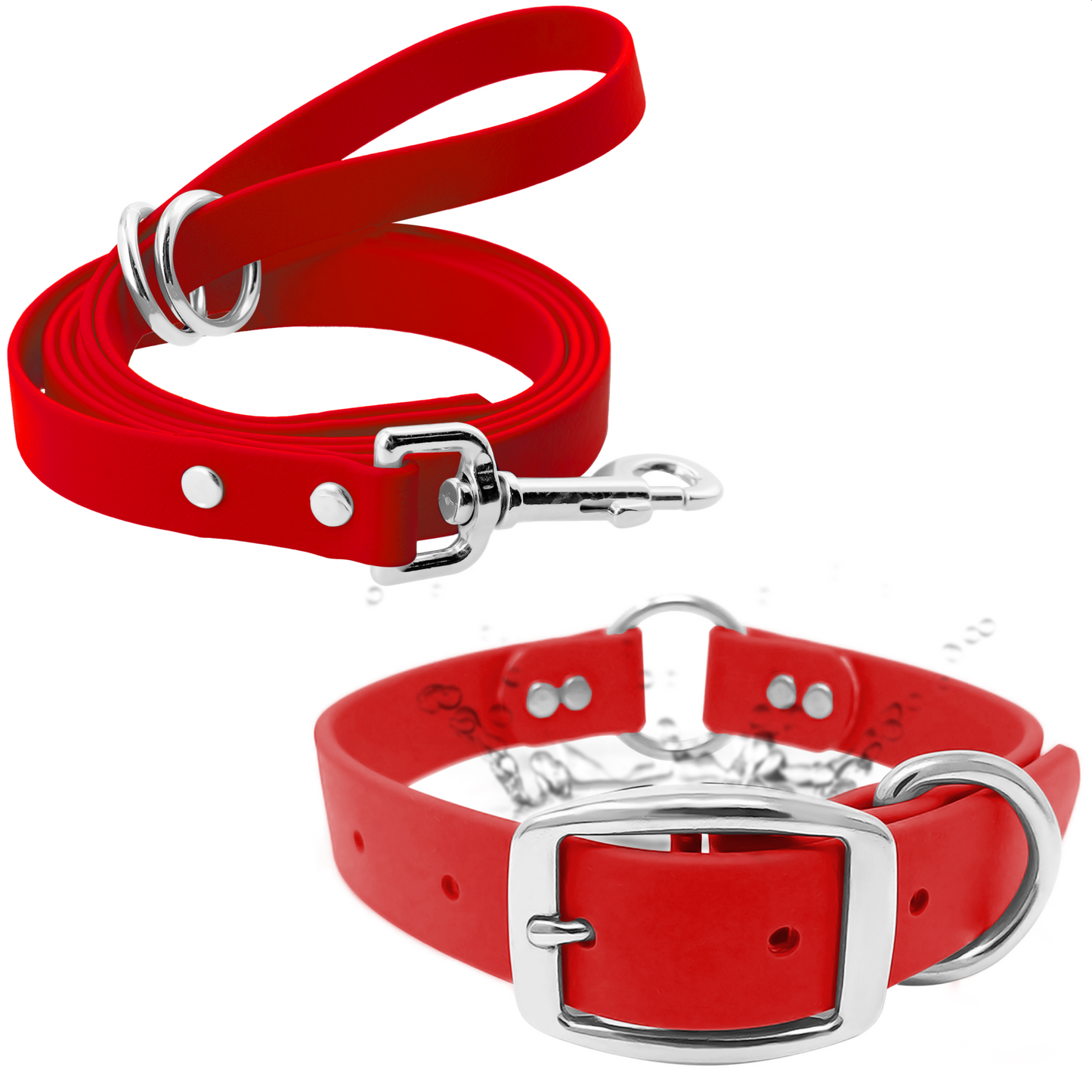 Regal Dog Products Waterproof Dog Collar and Leash Set – 5 FT Leash with Heavy Duty Center Ring & Vinyl Coated Biothane Training Collar