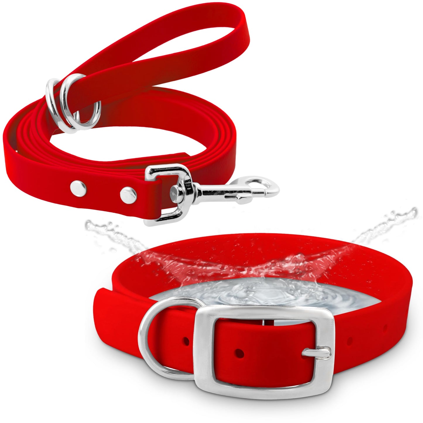 Regal Dog Products Waterproof Dog Collar and Leash Set – 5 FT Leash with Heavy Duty Double Buckle & D Ring