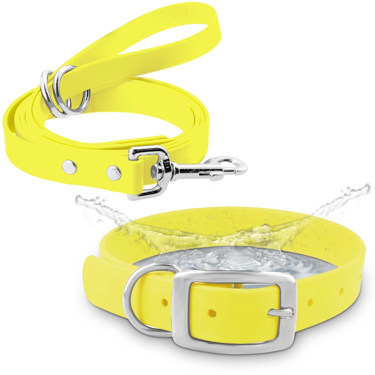 Regal Dog Products Waterproof Dog Collar and Leash Set – 5 FT Leash with Heavy Duty Double Buckle & D Ring