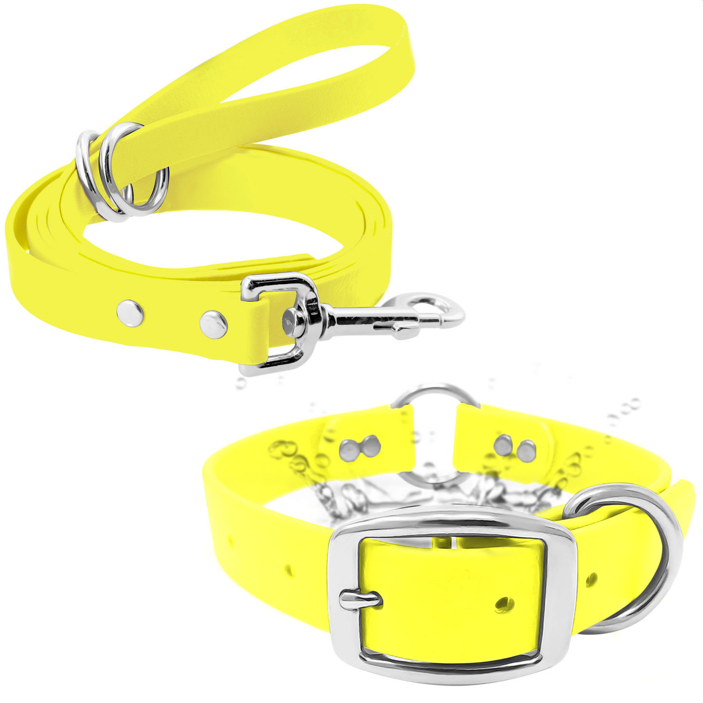 Regal Dog Products Waterproof Dog Collar and Leash Set – 5 FT Leash with Heavy Duty Center Ring & Vinyl Coated Biothane Training Collar