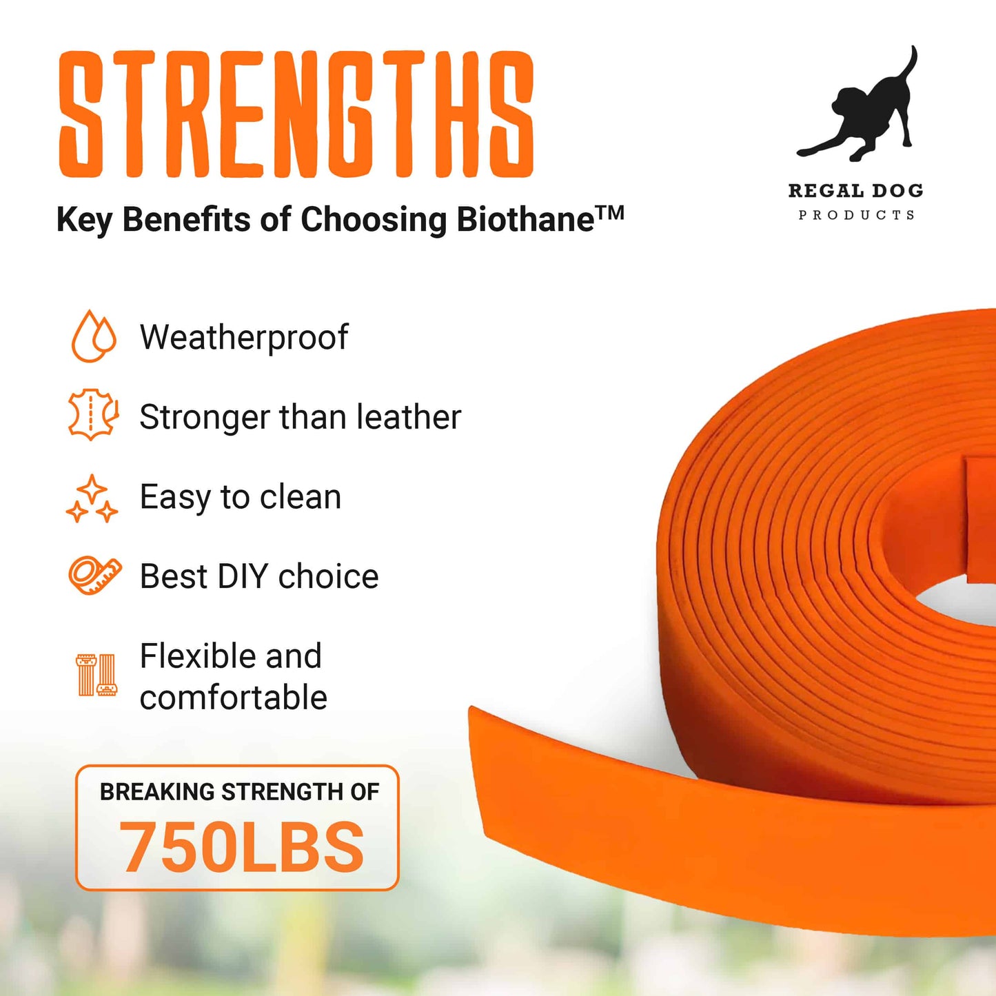 Regal Dog Products Biothane Beta 520 Super Heavy | Coated Webbing Beta Biothane Roll | Waterproof Biothane Strap