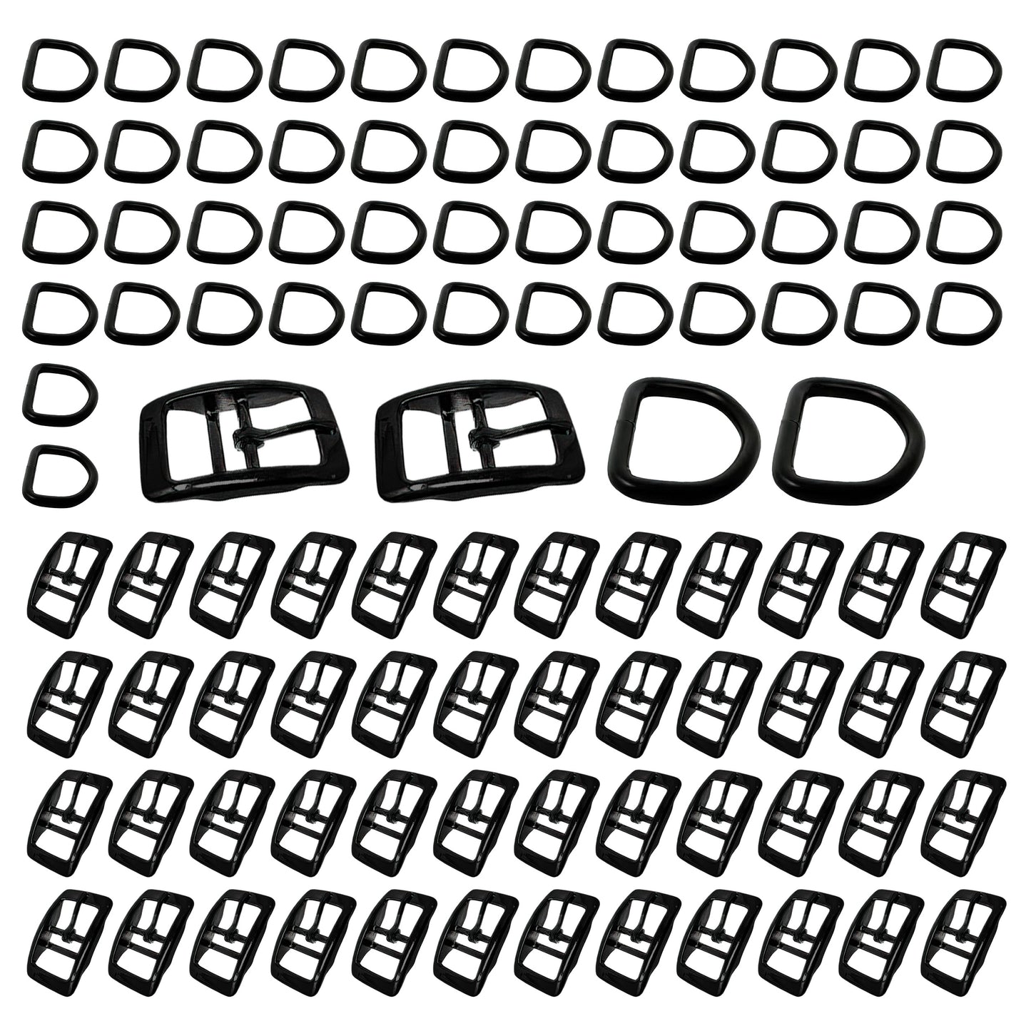 Regal Dog Products Double Bar Buckle & Matching D-Ring Set – 3/4" & 1" – Gold, Nickel & Black