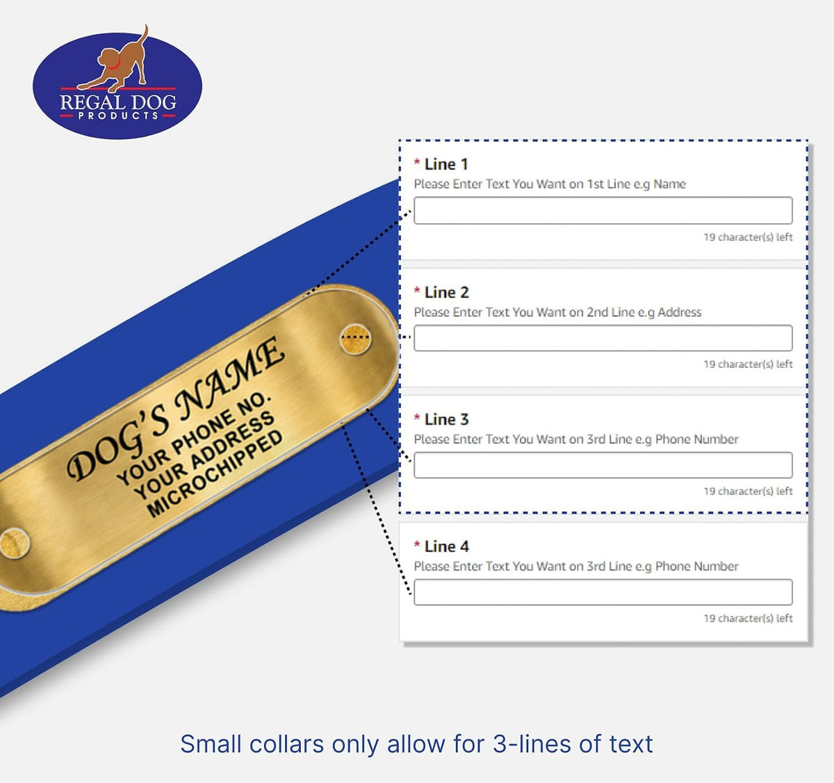 Regal Dog Products Personalized Martingale Dog Collar – Custom Engraved ID Tag